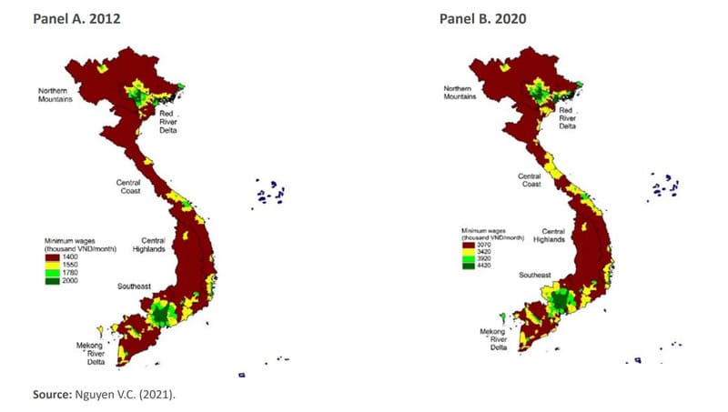 Minimum wages as an indicator of the earnings power in different regions of Vietnam