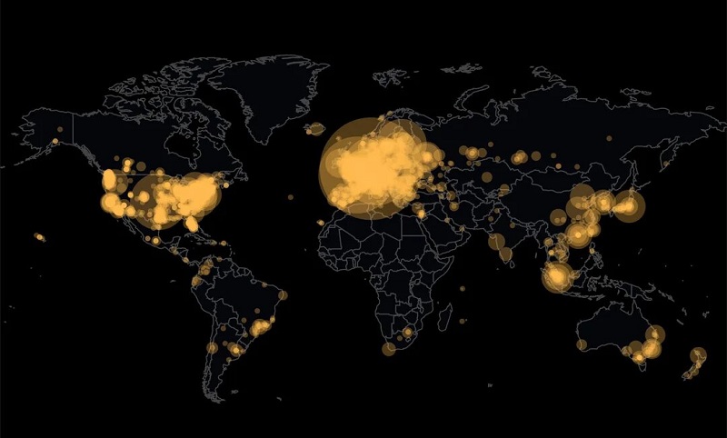 Reachable Bitcoin Nodes - one of the few advanced technology metrics where Europe remains ahead of North America