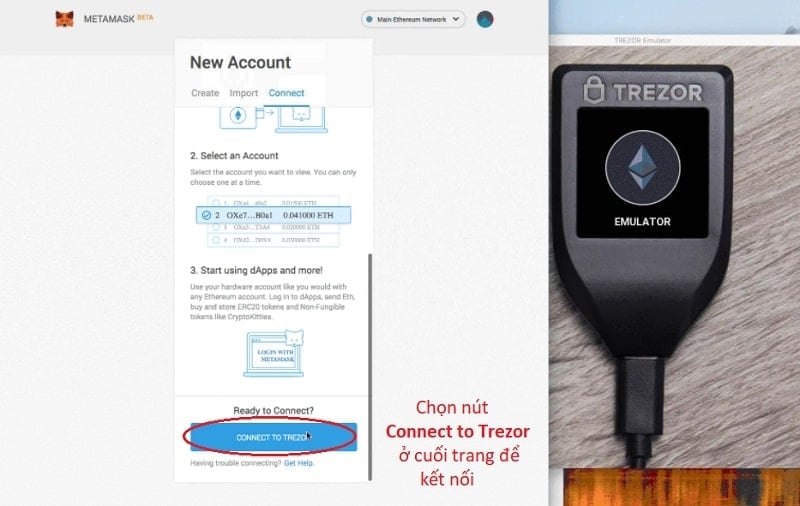 Hướng dẫn liên kết ví cứng Trezor với ví Metamask A-Z