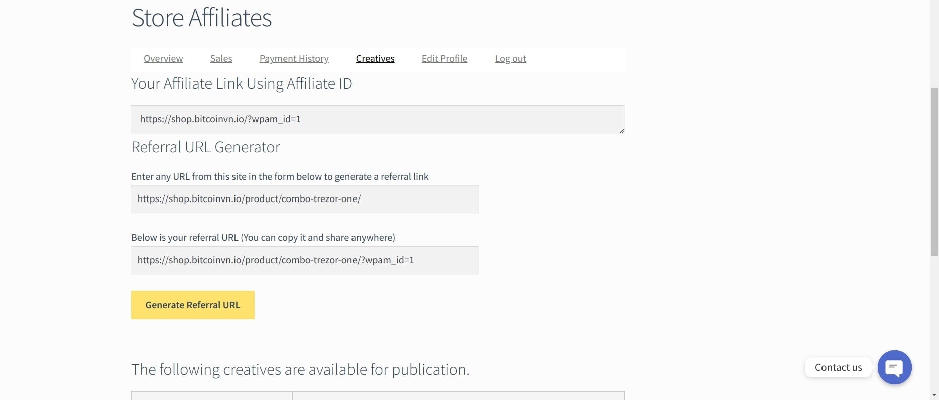 BitcoinVN Shop referral marketing - now with product-specific links