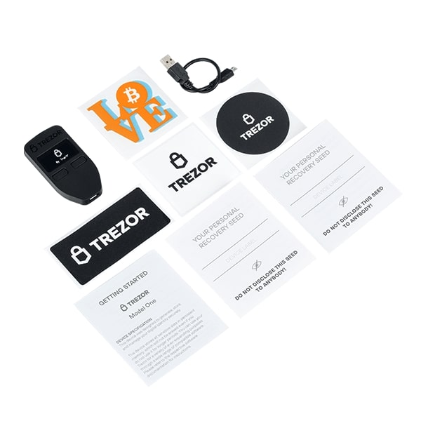 Trezor Model One packaging contents